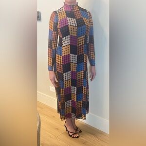 Geometric Multicolor Long Sleeve Dress